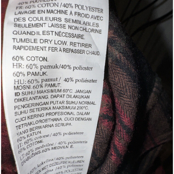 Burnside Men’s Plaid Flannel Shirt Crimson Red Size XL NWT Camping Grunge - Picture 13 of 13